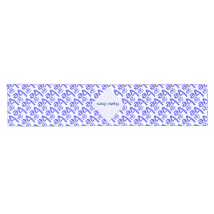 Greek Heart Blue LOVE Tiled Personalised Short Table Runner