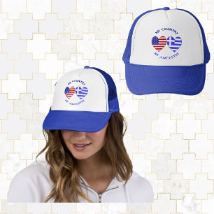 Greek Heart Flag Country Ancestry Trucker Hat