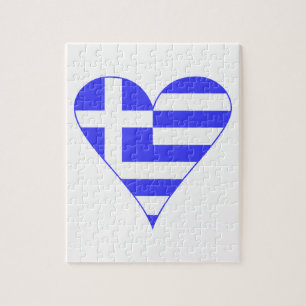 Greek Heart Flag Funky Jigsaw Puzzle