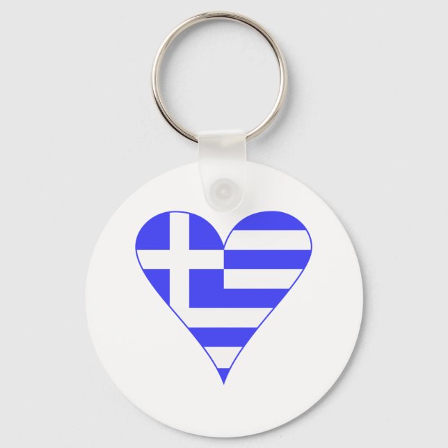 Greek Heart Flag Funky Key Ring (Front)