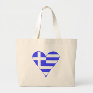 Greek Heart Flag Funky Large Tote Bag