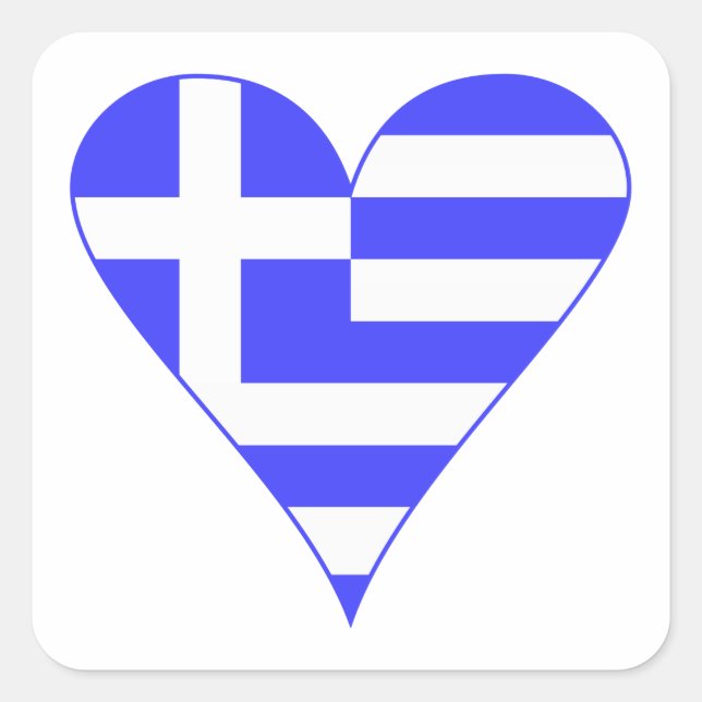 Greek Heart Flag Funky Square Sticker (Front)