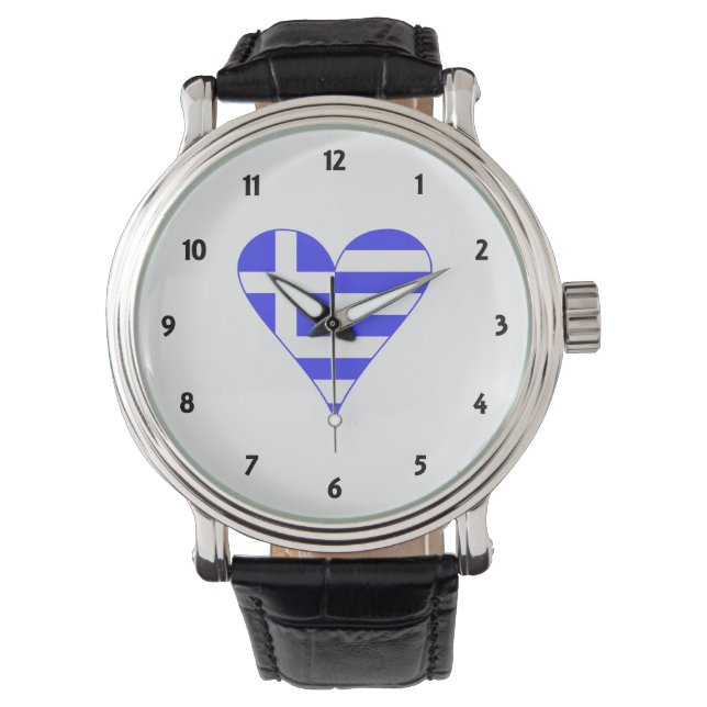 Greek Heart Flag Funky Watch (Front)