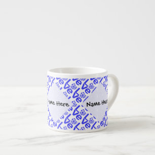Greek Heart Flag in Blue Love Tiled with Your Name Espresso Cup