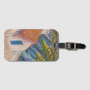Greek Holidays Blue and Pink Luggage Tag