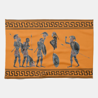 Greek Hoplite soldiers celebrating Tea Towel