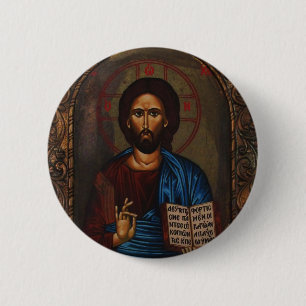 Greek ICON CHRIST 6 Cm Round Badge