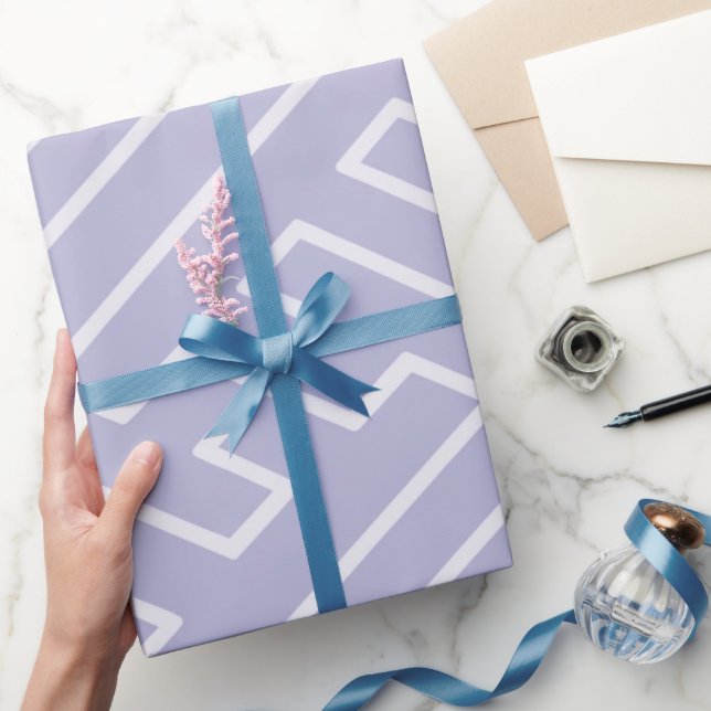 Greek Inspiration Geometric Lines Lavender Pattern Wrapping Paper (Gifting)