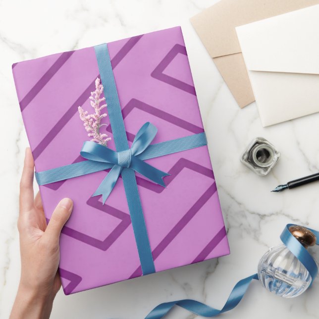 Greek Inspiration Geometric Lines Pink Pattern Wrapping Paper (Gifting)
