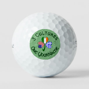 Greek Irish American Shamrock Flag Personalised Golf Balls