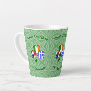 Greek Irish USA Flags Shamrock Personalised  Latte Mug