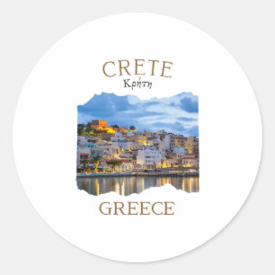 Greek Island Crete Greece Featuring Rethimno Town  Classic Round Sticker