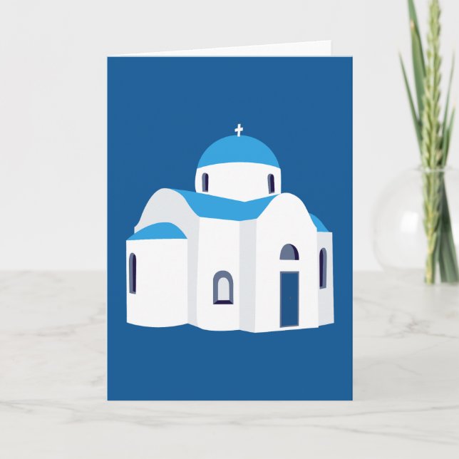 Greek Island Greece Blue Dome Church  Card (Front)