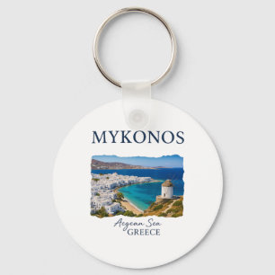 Greek Island Mykonos Vacation Travel Coastal Life Key Ring