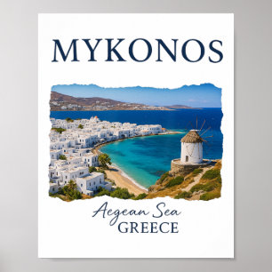 Greek Island Mykonos Vacation Travel Coastal Life Poster
