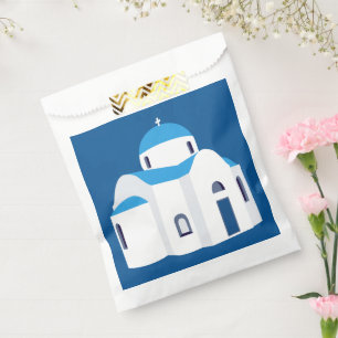 Greek Island Santorini Blue Dome Church  Favour Bag
