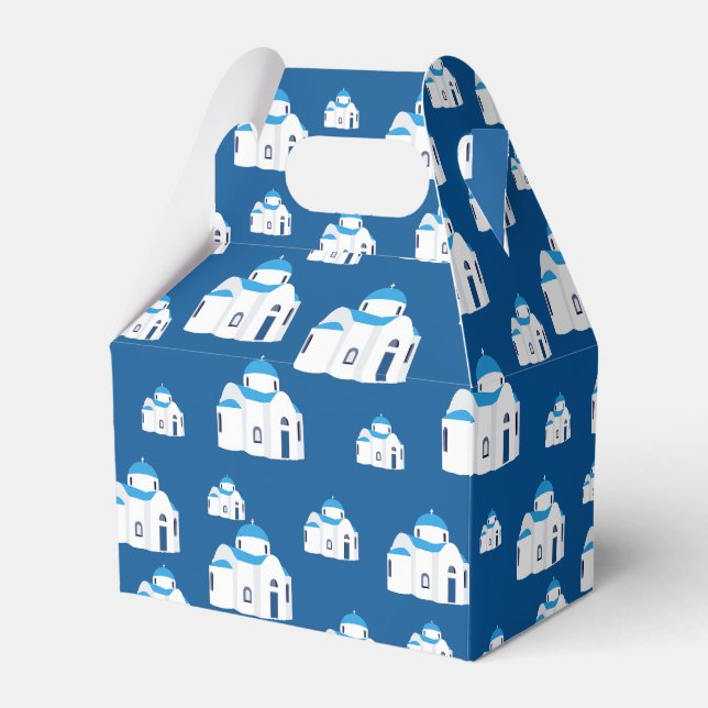 Greek Island Santorini Blue Dome Church  Favour Box (Front Side)