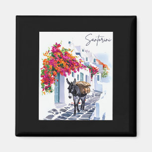 Greek Island Santorini Donkey In Traditional Greek Magnet