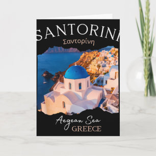 Greek Island Santorini Greece Oia Village Blue Chu Card