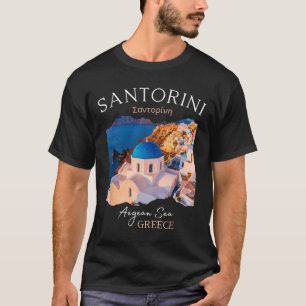 Greek Island Santorini Greece Oia Village Blue Chu T-Shirt