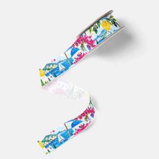 Greek Island Santorini Mediterranean Summer Grosgrain Ribbon
