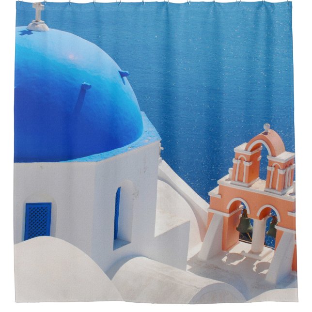 Greek Island Santorini Shower Curtain (Front)