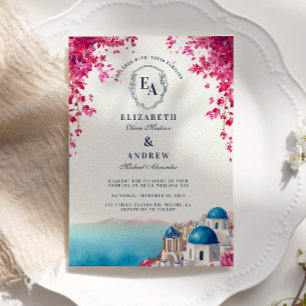 Greek Island Sunset Romance Wedding Invitation