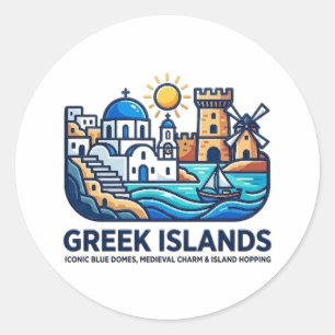 GREEK ISLANDS CLASSIC ROUND STICKER