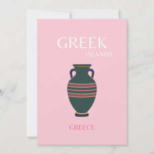 Greek Islands, Greece, Preppy, Pink Thank You Card