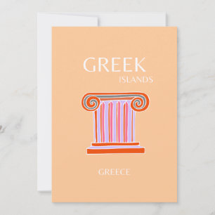 Greek Islands, Greece, Travel Art, Orange Thank You Card