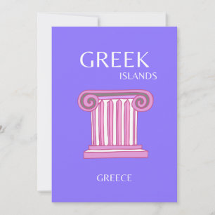 Greek Islands, Greece, Travel Art, Preppy, Purple Thank You Card