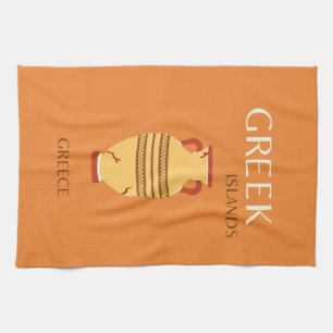 Greek Islands, Greece, Travel, Preppy, Orange Tea Towel