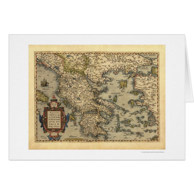 Greek Islands Map Ortelius 1570 (Front Horizontal)