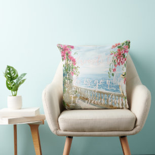 Greek Islands Terrace   Travel Quote  Cushion
