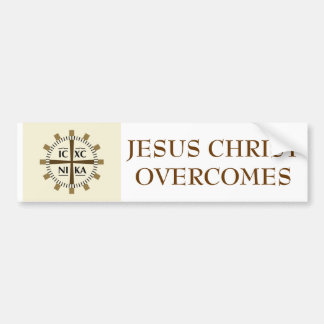 Greek "Jesus Christ Overcomes" Bumper Sticker
