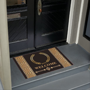 Greek Key and Laurel Wreath Door Mat