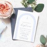 Greek Key Arch White Blue Baptism Invitation<br><div class="desc">This design features a minimalist Greek key design with fully editable text. For more advanced customisation of this design,  simply select the "Customise It" button above.</div>