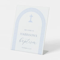 Greek Key Arch White Blue Baptism Welcome