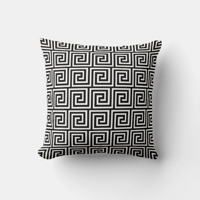 Greek Key, black and white Cushion (Front)