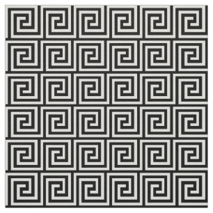 Greek Key, black and white Fabric