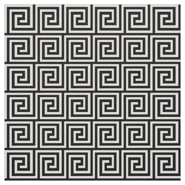 Greek Key, black and white Fabric (Swatch)