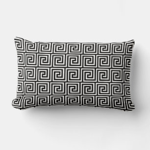 Greek Key, black and white Lumbar Cushion