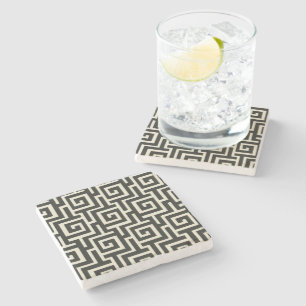 Greek Key Black Stone Coaster