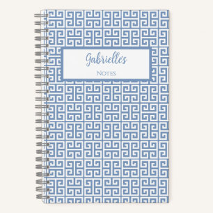 Greek Key Blue Personalized Journal Notebook
