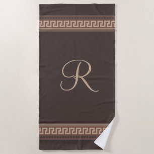 Greek key border beach towel