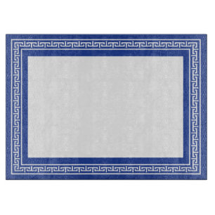 Greek Key Border Blue and White Cutting Board