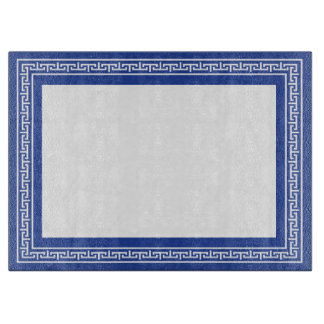 Greek Key Border Blue and White Cutting Board
