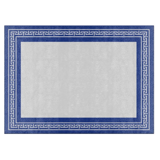 Greek Key Border Blue and White Cutting Board (Front)