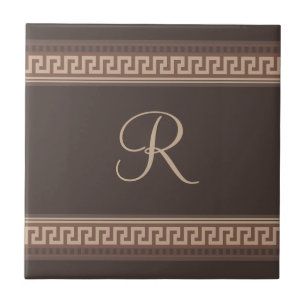 Greek key border ceramic tile