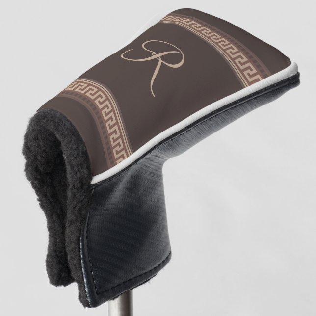 Greek key border golf head cover (3/4 Front)